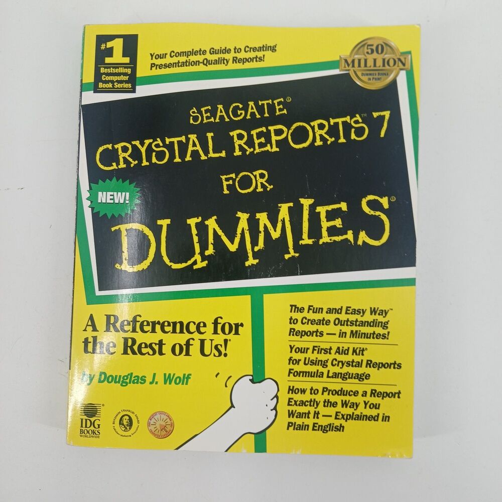 Seagate Crystal Reports 7 For Dummies Douglas J. Wolf Paperback Book